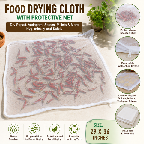 Reusable Cotton Drying Cloth with Net