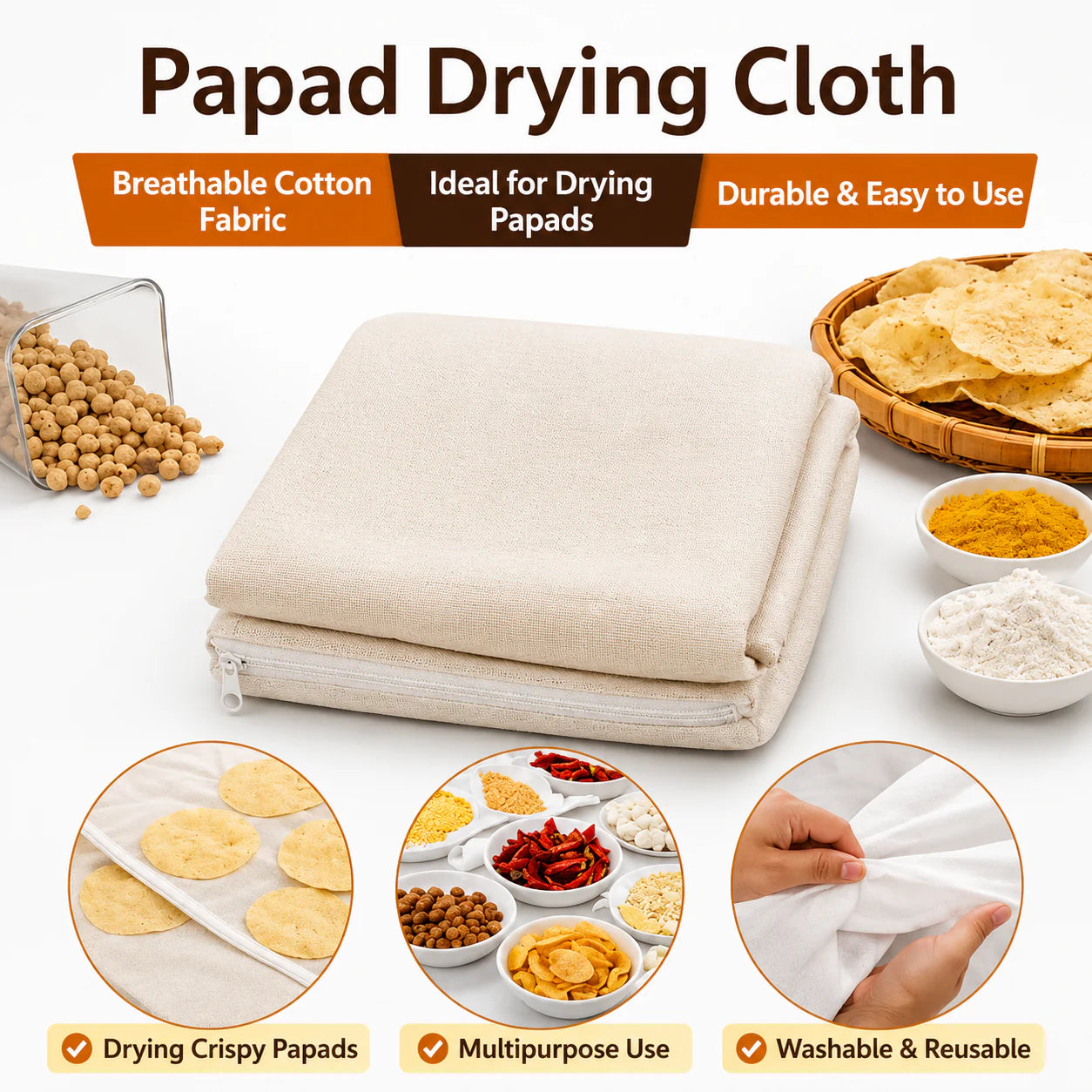 Premium Cotton Food Drying Cloth with Protective Mesh Net