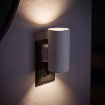 ✨Plug-In Dusk-to-Dawn Wall Light – 3000K Warm Up & Down Night Light with Pass-Through Socket