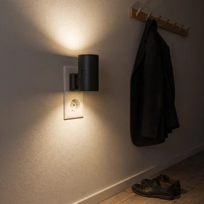 ✨Plug-In Dusk-to-Dawn Wall Light – 3000K Warm Up & Down Night Light with Pass-Through Socket