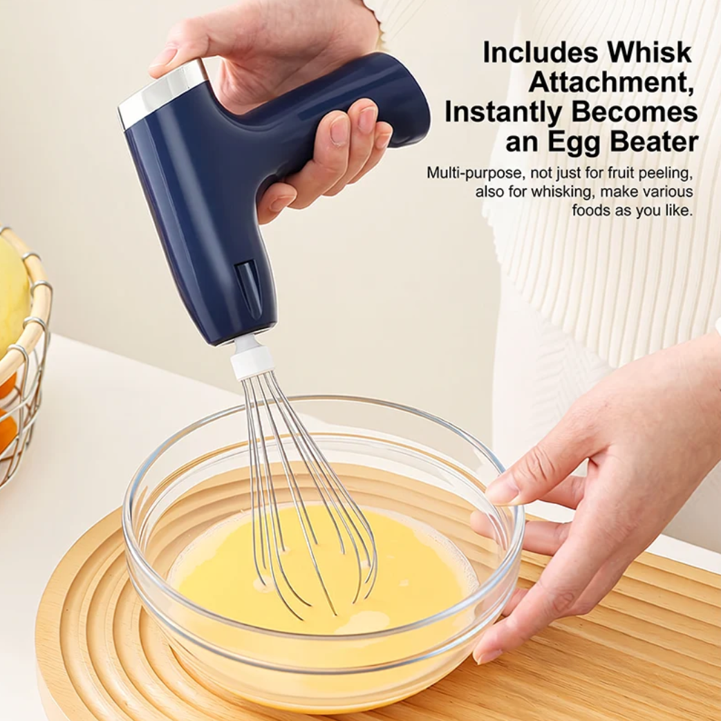 Electric Fruit Peeler & Mixer – 2-in-1, USB Rechargeable, One-Touch, 10s Peel 🍎