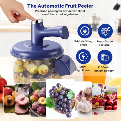 Electric Fruit Peeler & Mixer – 2-in-1, USB Rechargeable, One-Touch, 10s Peel 🍎