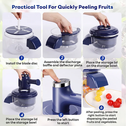Electric Fruit Peeler & Mixer – 2-in-1, USB Rechargeable, One-Touch, 10s Peel 🍎