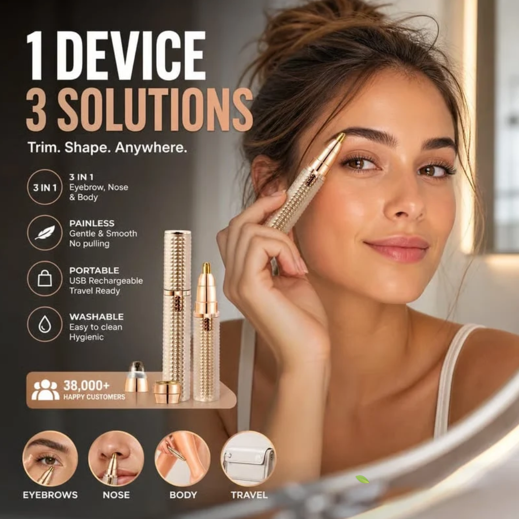 Portable 3 in 1 Electric Eyebrow Trimmer – Interchangeable Heads