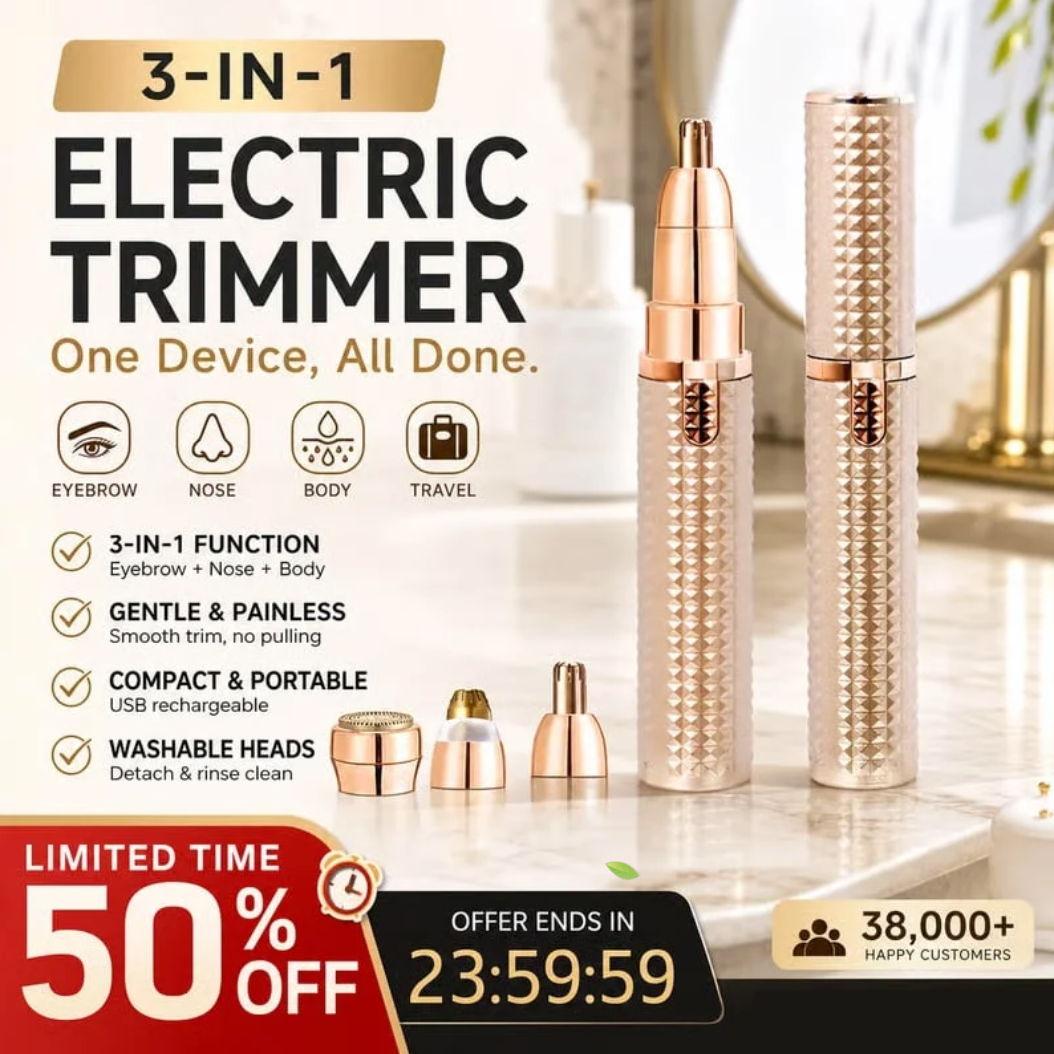 Portable 3 in 1 Electric Eyebrow Trimmer – Interchangeable Heads