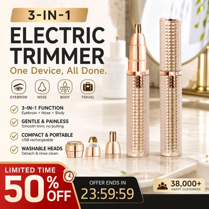 Portable 3 in 1 Electric Eyebrow Trimmer – Interchangeable Heads