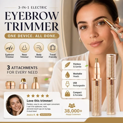 Portable 3 in 1 Electric Eyebrow Trimmer – Interchangeable Heads