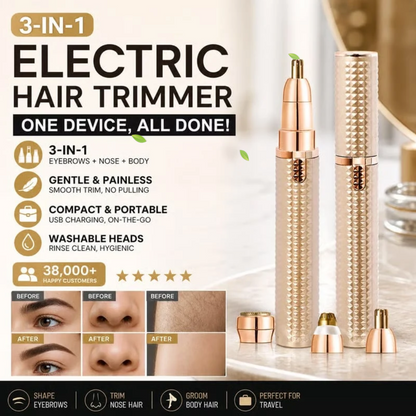 Portable 3 in 1 Electric Eyebrow Trimmer – Interchangeable Heads