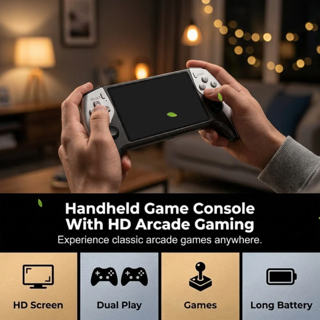 🕹️Handheld Gaming Console – Dual‑player battle mode, ergonomic grip. 5″ HD screen, long battery. Retro fun anywhere! ✨🔋