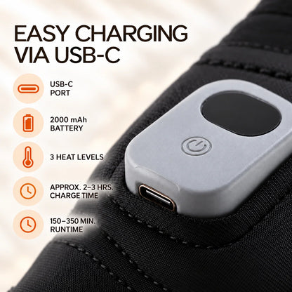 🧤Rechargeable Fingerless Heated Gloves – 3 Heat Settings, Type-C Charging, Hand Warmer for Office & Bike Rides 🔥