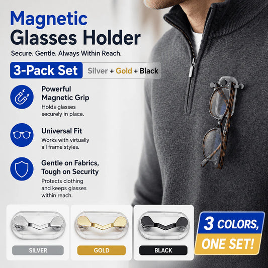 Pack Of 3 Magnetic Eyeglass Holder Clip – Glasses, Sunglasses, ID Badge & Headphone Holder