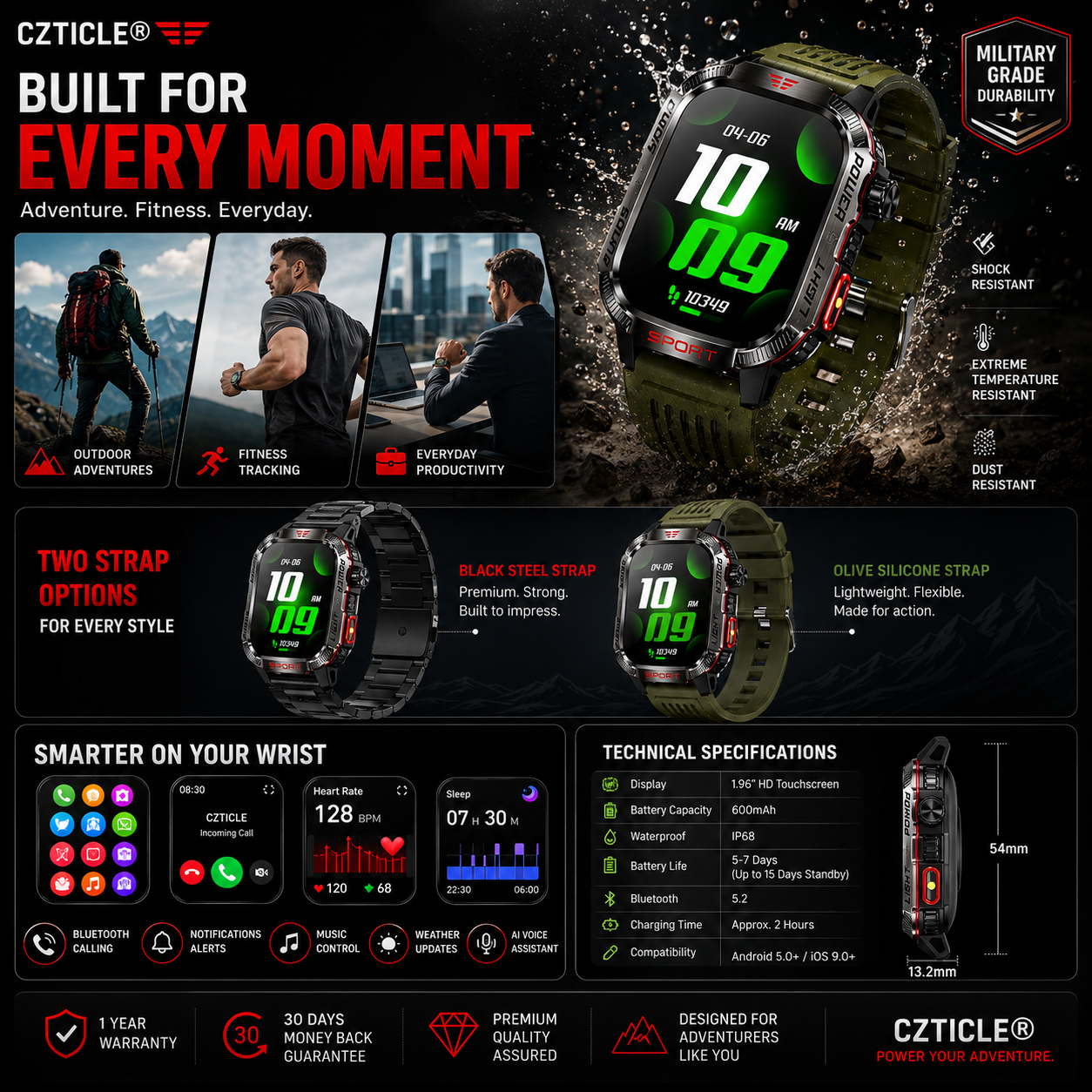 CZTICLE® Touchscreen Waterproof Smart Watch
