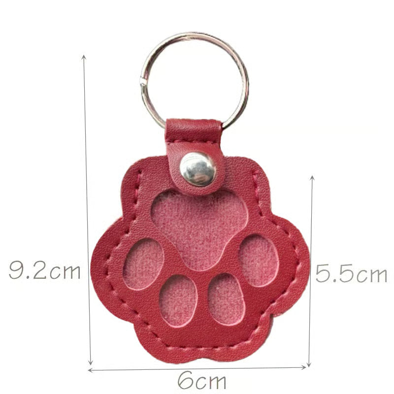 Pet Paw Shaped Leather Keychain - 4PCS