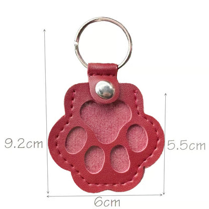 Pet Paw Shaped Leather Keychain - 4PCS
