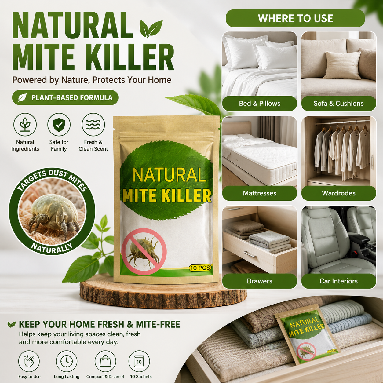 Natural Mite Control Sachet (Quantity-10 PCS / bag）