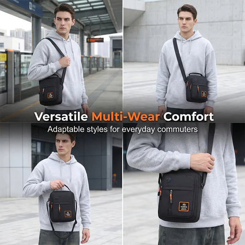Men’s Oxford Crossbody Sling Bag – Water-Resistant, Multi-Pocket Daily Bag