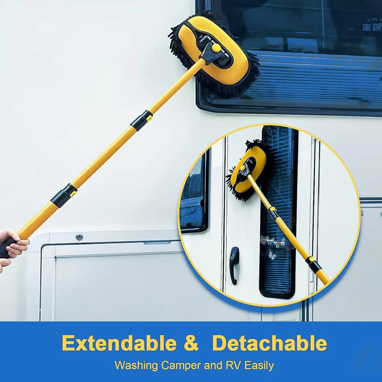 Car Wash Brush Mop: Adjustable Telescopic Wash Brush Kit