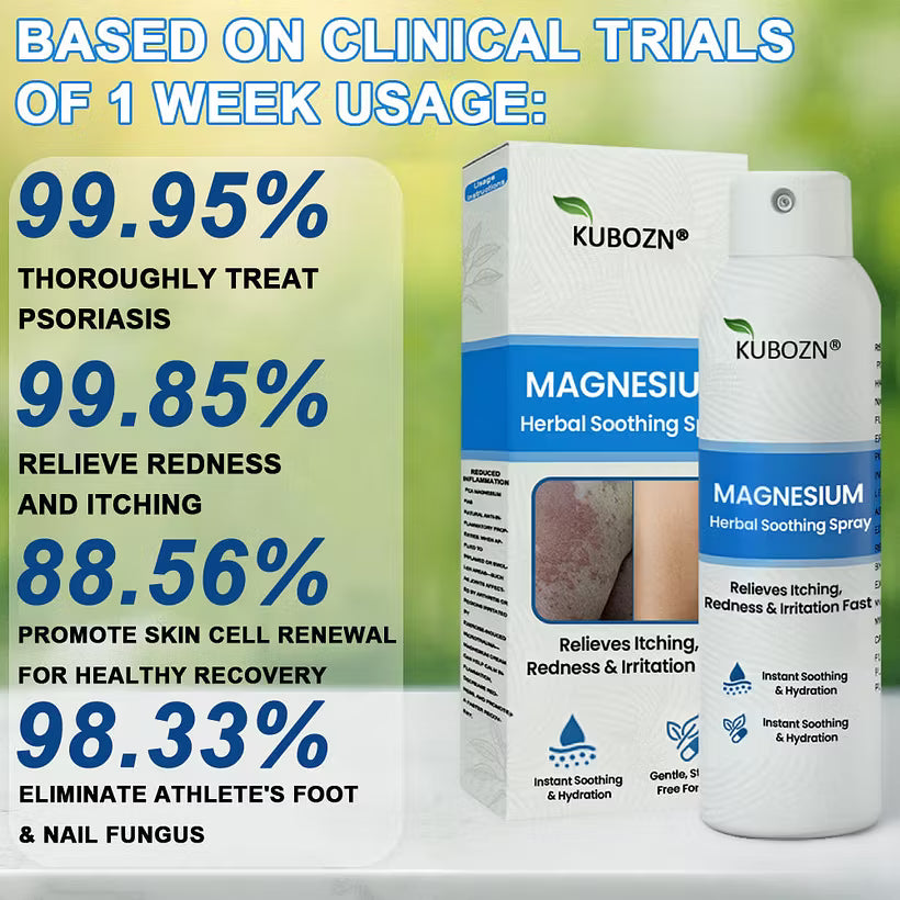 KUBOZN® Magnesium Herbal Spray – Fast Relief for Psoriasis & Eczema | No-Rub, Steroid-Free (IMPORTED)