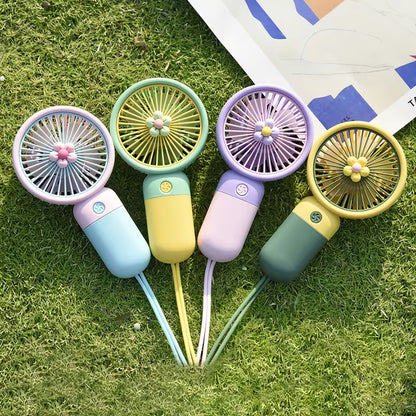 Cute contrast colour flower handheld small fan