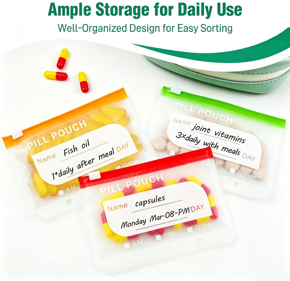 💊 A8 Waterproof Pill Pouch Set – Large Weekly Travel Medicine Organizer