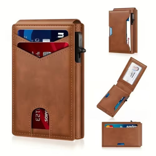 Pop-Up Slim Wallet for Men – RFID Blocking Aluminium Card Holder