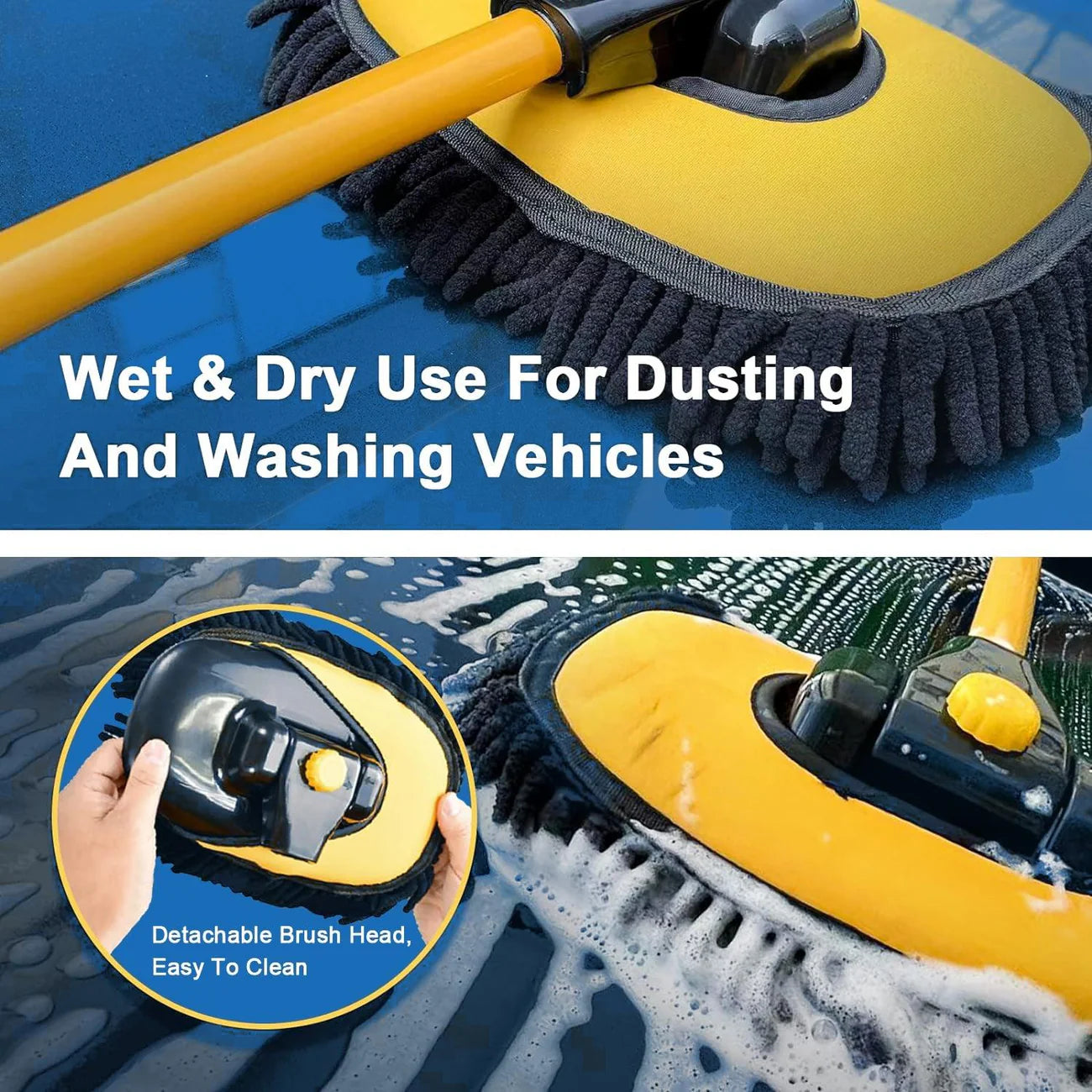 Car Wash Brush Mop: Adjustable Telescopic Wash Brush Kit
