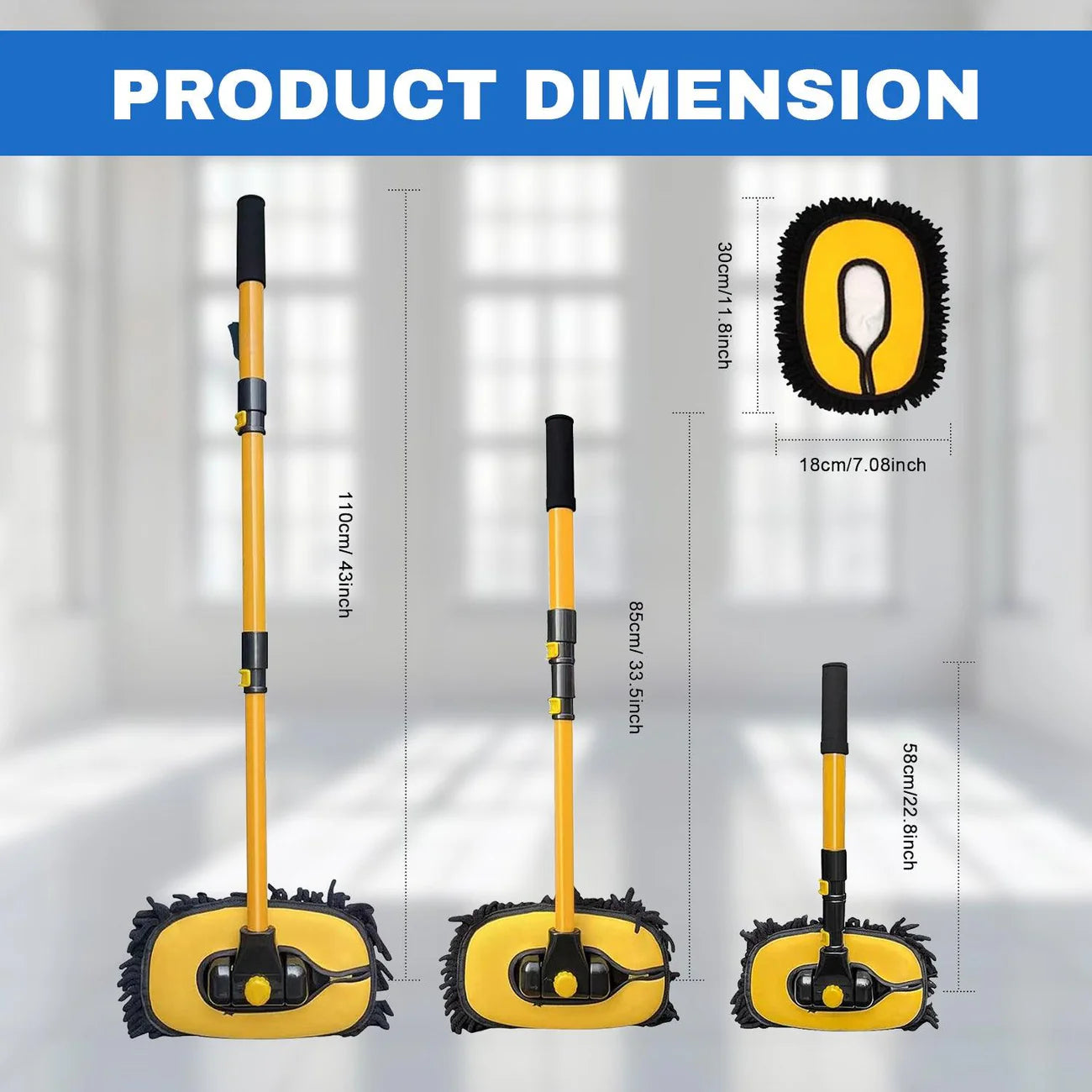 Car Wash Brush Mop: Adjustable Telescopic Wash Brush Kit