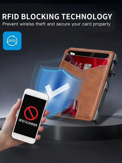 Pop-Up Slim Wallet for Men – RFID Blocking Aluminium Card Holder