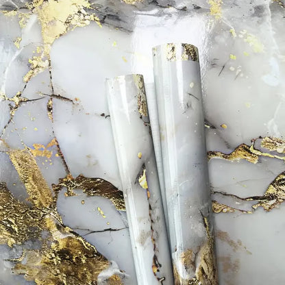 Gold Marble Pattern Self-Adhesive Wallpaper Roll (60x500cm)