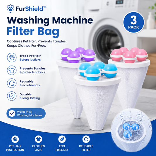 3 Pack Washing Machine Filter Bag - Captures Pet Hair, Prevents Tangles, Reusable 🧼🐾