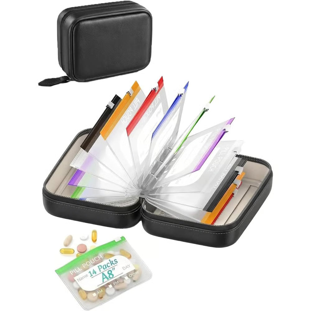 💊 A8 Waterproof Pill Pouch Set – Large Weekly Travel Medicine Organizer