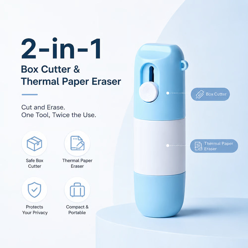 2-in-1 Box Cutter & Thermal Paper Eraser