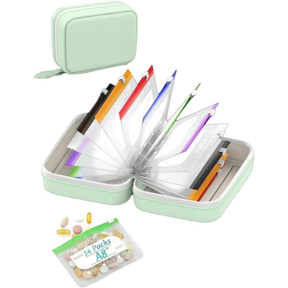💊 A8 Waterproof Pill Pouch Set – Large Weekly Travel Medicine Organizer