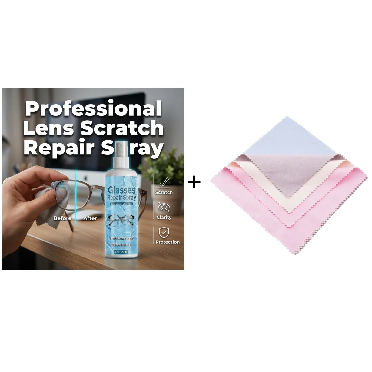 PACK OF 2 - Lens Scratch Repair Spray 👓✨ – Micro-Scratch Remover, Streak-Free, Safe on Coatings