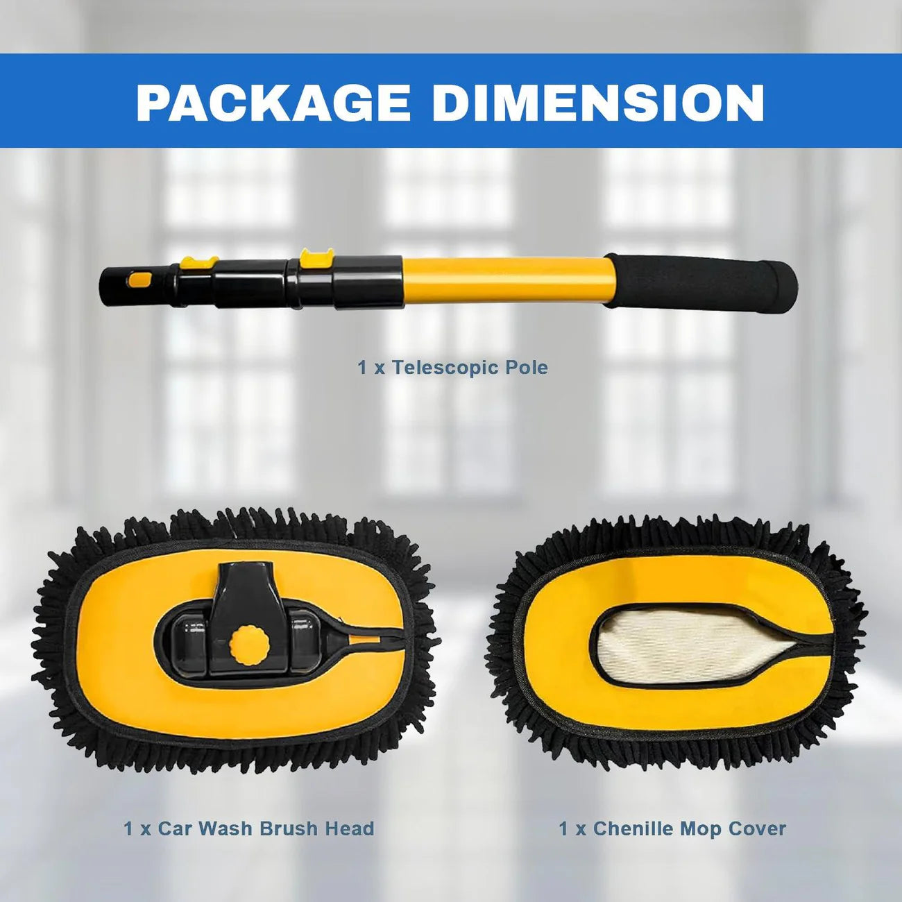 Car Wash Brush Mop: Adjustable Telescopic Wash Brush Kit