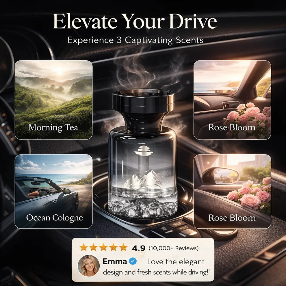 Long-Lasting Car Air Freshener – Natural plant extracts, eliminates smoke & pet odours. Weeks of freshness. Mountain design. Breath easy! 💨✨