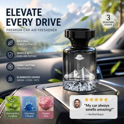 Long-Lasting Car Air Freshener – Natural plant extracts, eliminates smoke & pet odours. Weeks of freshness. Mountain design. Breath easy! 💨✨