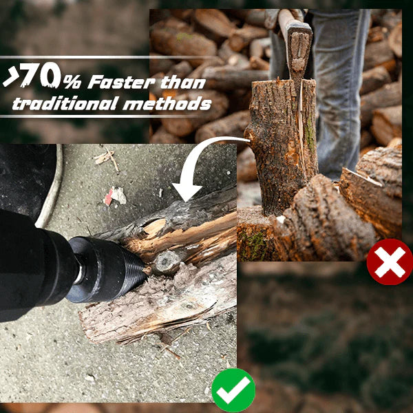 Electric Drill Wood Splitter – High Carbon Steel, Portable, Splits Logs Fast