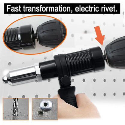 Professional rivet gun adapter kit with 4 different and assorted nozzle bolts