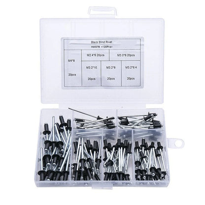 Professional rivet gun adapter kit with 4 different and assorted nozzle bolts