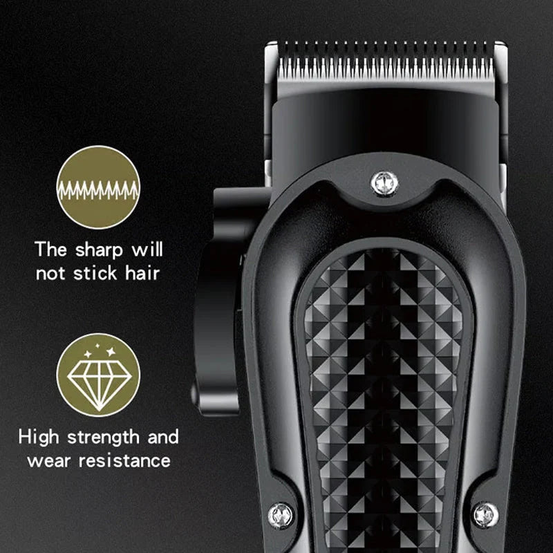 Durable & Sharp Electric Hair Clipper Set – Self-Sharpening Blades, Quiet Brushless Motor & Smart Display Screen ✂️