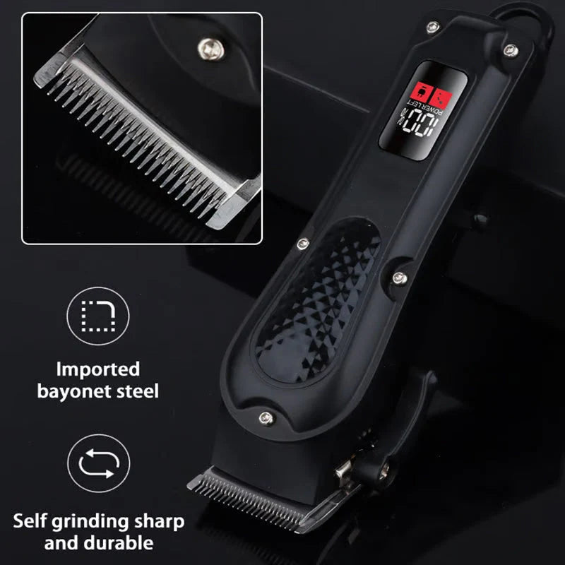 Durable & Sharp Electric Hair Clipper Set – Self-Sharpening Blades, Quiet Brushless Motor & Smart Display Screen ✂️