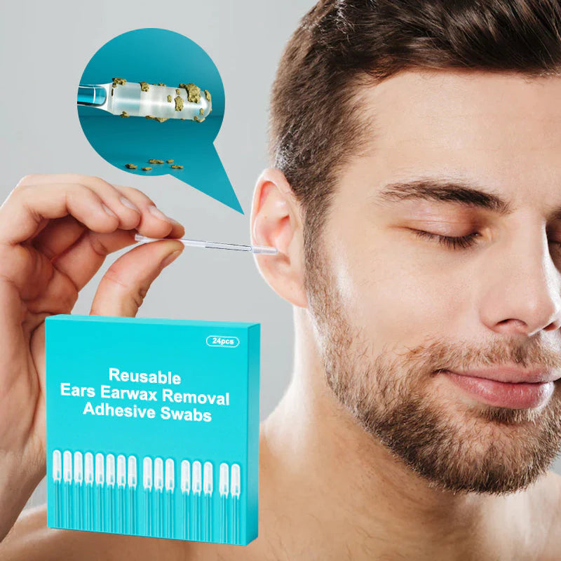 Reusable Earwax Removal Adhesive Swabs - 24pcs