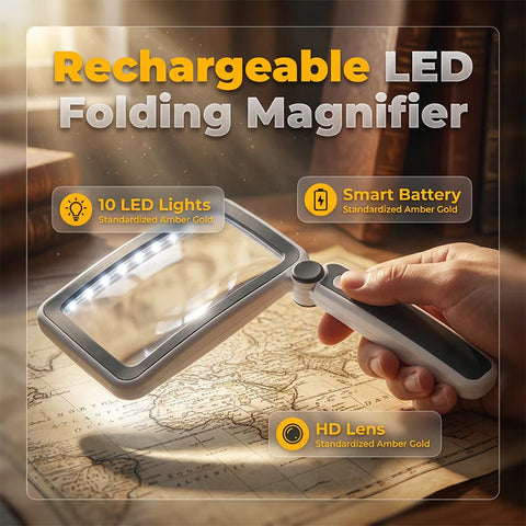 Foldable, Handheld Reading Magnifier with Illumination 🔍💡📖✨
