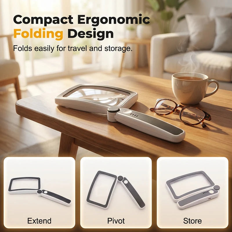 Foldable, Handheld Reading Magnifier with Illumination 🔍💡📖✨