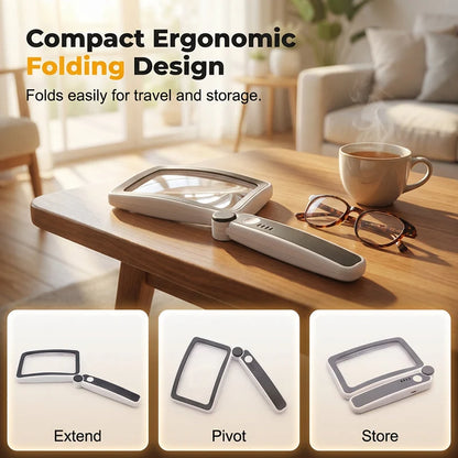 Foldable, Handheld Reading Magnifier with Illumination 🔍💡📖✨
