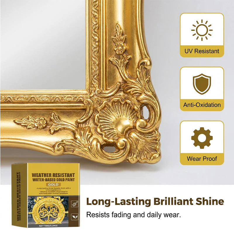 Weather Resistant Water-Based Gold Paint - 400ml
